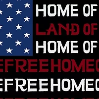 Women's Plus Word Art T-shirt - Land of the Free American Flag