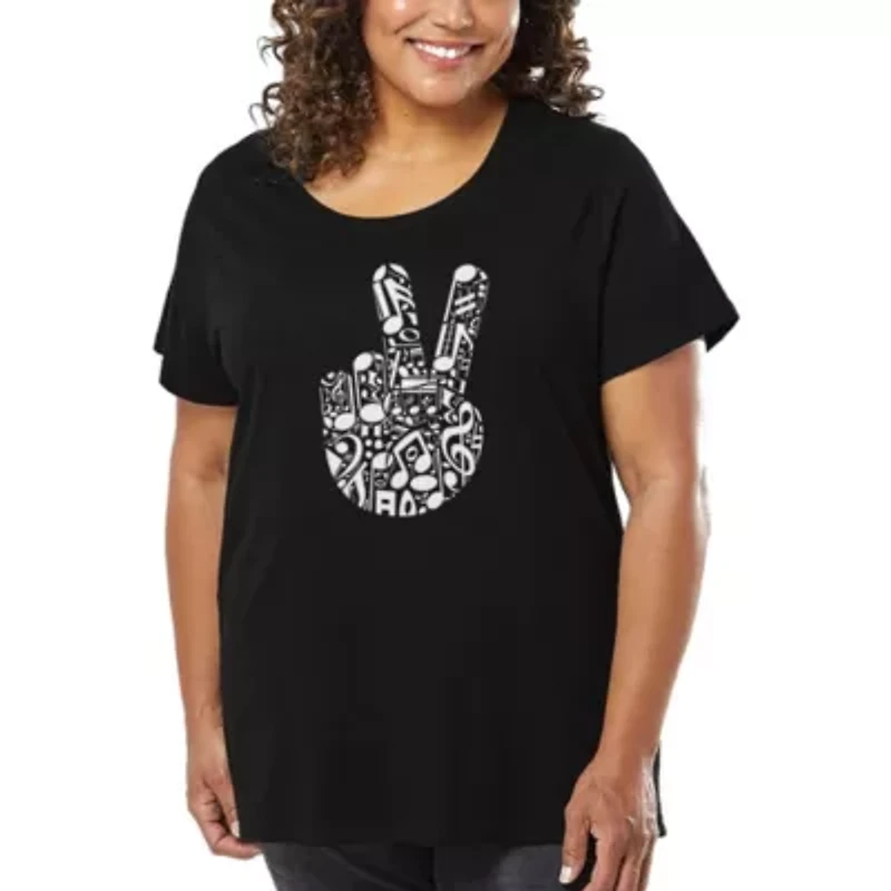 Peace Finger Notes - Women's Plus Word Art T-Shirt