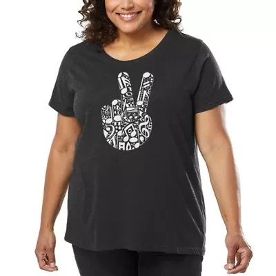Peace Finger Notes - Women's Plus Word Art T-Shirt