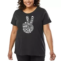 Peace Finger Notes - Women's Plus Word Art T-Shirt