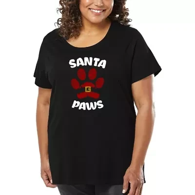 Santa Paws - Women's Plus Word Art T-Shirt