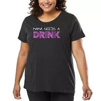 Women's Plus Word Art T-shirt - Mama Needs a Drink