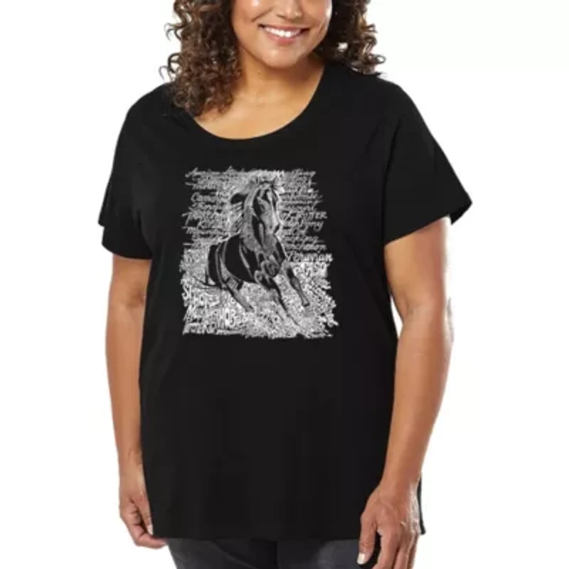 Women's Plus Word Art T-shirt - POPULAR HORSE BREEDS