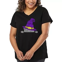Peeking Witch Cat - Women's Plus Word Art V-Neck