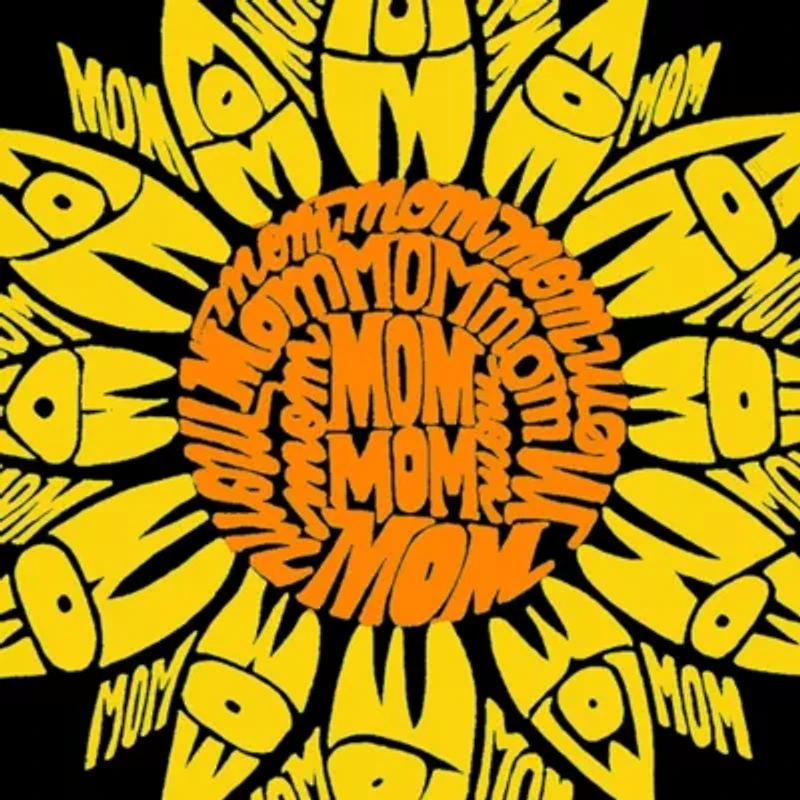 Women's Plus Word Art T-shirt - Mom Sunflower