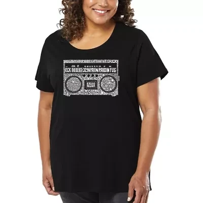 Women's Plus Word Art T-shirt - Greatest Rap Hits of The 1980's