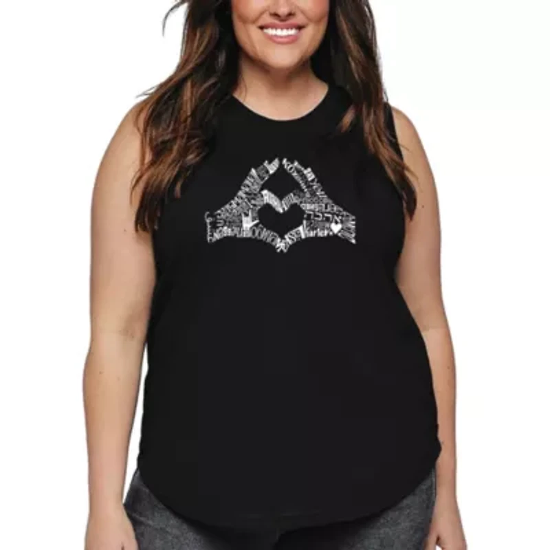 Women's Plus Word Art Tank Top - Finger Heart