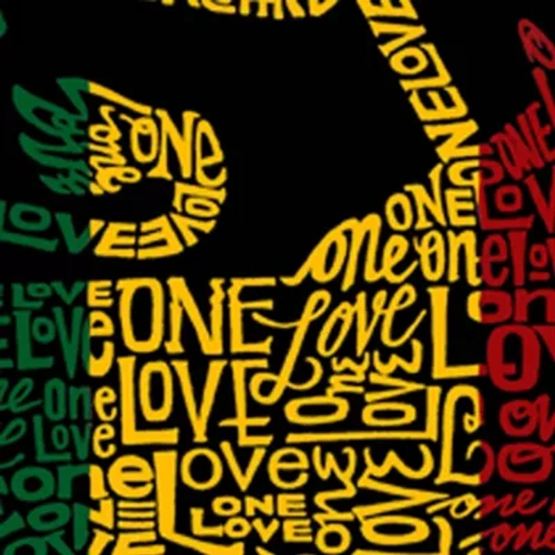 Women's Plus Word Art T-shirt - Rasta Lion One Love