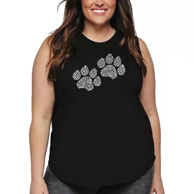 Women's Plus Word Art Tank Top - Woof Paw Prints