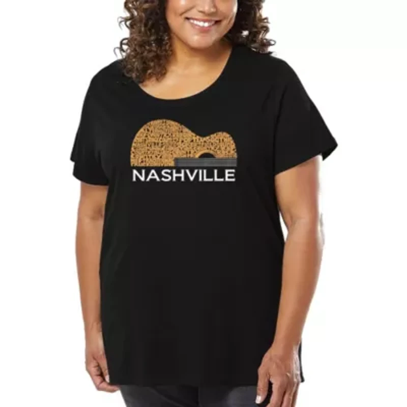 Nashville Guitar - Women's Plus Word Art T-Shirt