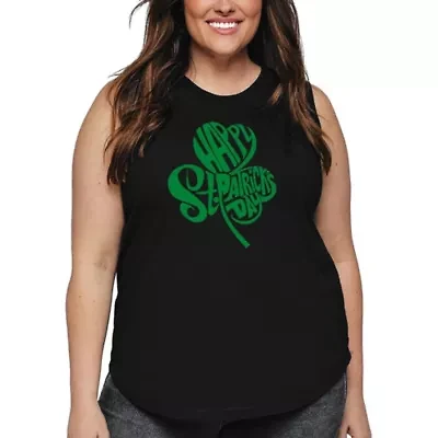 Women's Plus Word Art Tank Top - St. Patrick's Day Shamrock