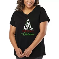 Meowy Christmas Tree - Women's Plus Word Art V-Neck