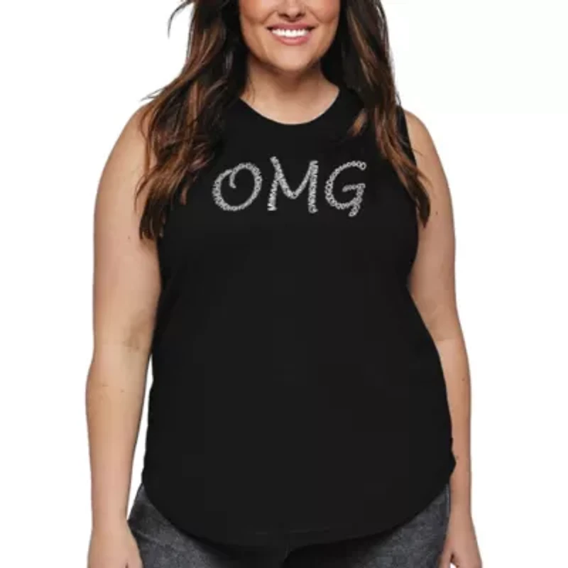 Women's Plus Word Art Tank Top - OMG