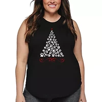 Paw Christmas Tree - Women's Plus Word Art Tank Top