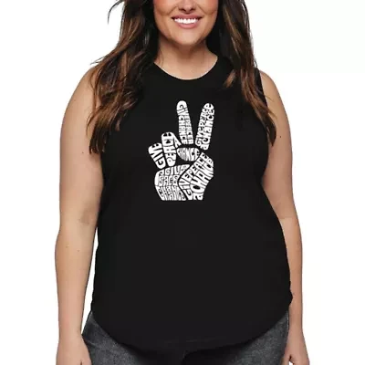 Women's Plus Word Art Tank Top - PEACE FINGERS