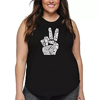Women's Plus Word Art Tank Top - PEACE FINGERS