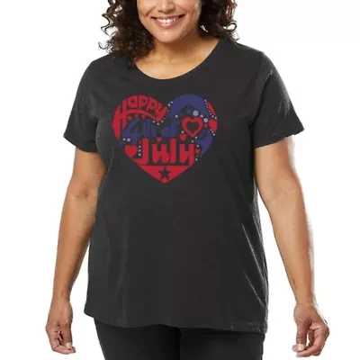 Women's Plus Word Art T-shirt - July 4th Heart
