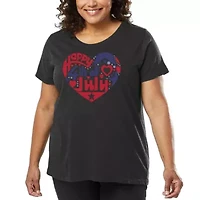 Women's Plus Word Art T-shirt - July 4th Heart