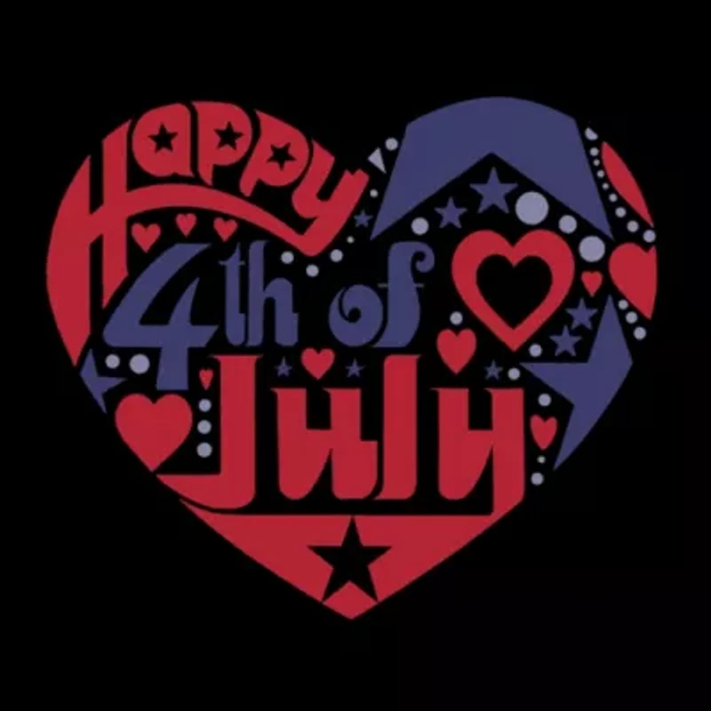 Women's Plus Word Art T-shirt - July 4th Heart