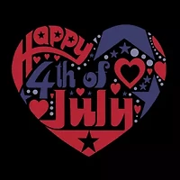 Women's Plus Word Art T-shirt - July 4th Heart