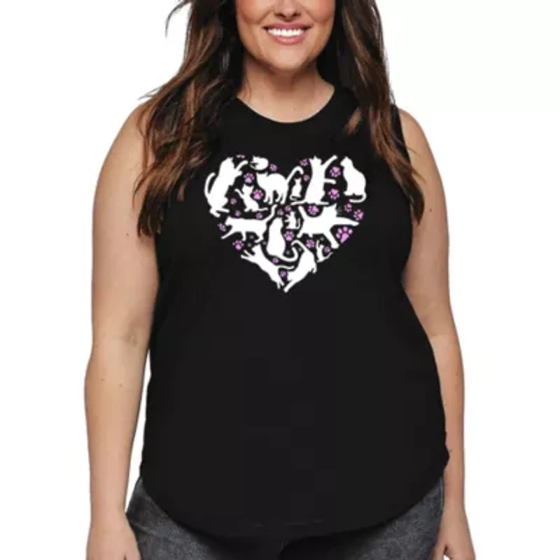 Cat Heart - Women's Plus Word Art Tank Top