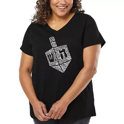 Hanukkah Dreidel - Women's Plus Word Art V-Neck