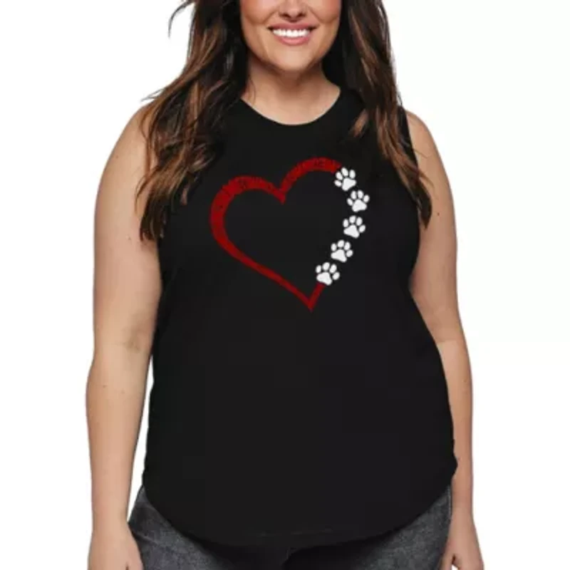 Meow Heart - Women's Plus Word Art Tank Top