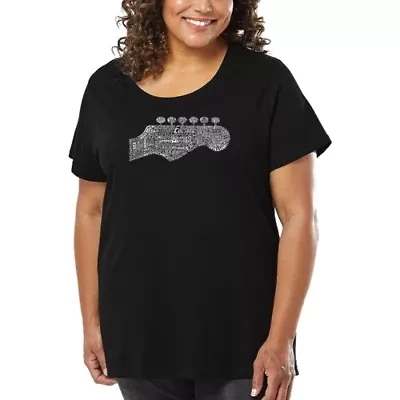 Women's Plus Word Art T-shirt - Guitar Head