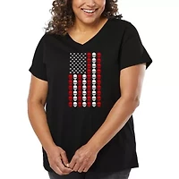Skull Flag - Women's Plus Word Art V-Neck