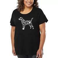 Women's Plus Word Art T-shirt - Dog Paw Prints