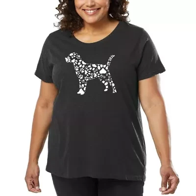 Women's Plus Word Art T-shirt - Dog Paw Prints