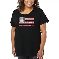 Women's Plus Word Art T-shirt - 50 States USA Flag