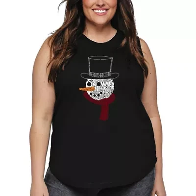 Snowman Face - Women's Plus Word Art Tank Top