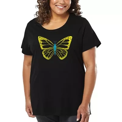 Women's Plus Word Art T-shirt - Butterfly