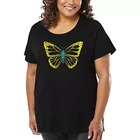 Women's Plus Word Art T-shirt - Butterfly