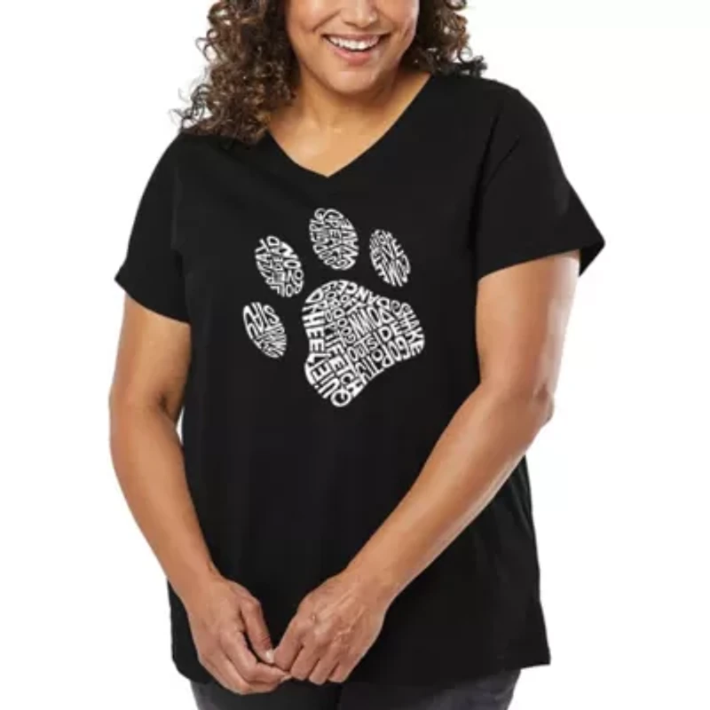 Women's Plus Word Art V-Neck - Dog Paw