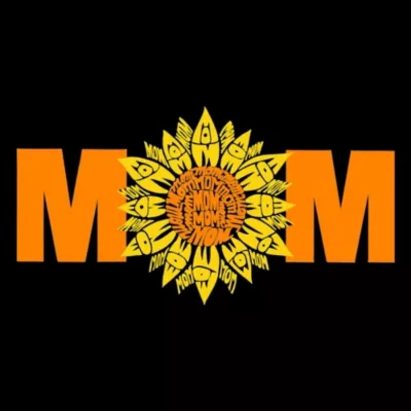 Women's Plus Word Art V-Neck - Mom Sunflower