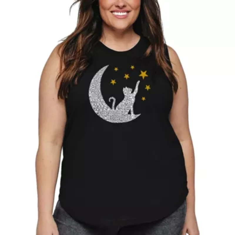Cat Moon - Women's Plus Word Art Tank Top