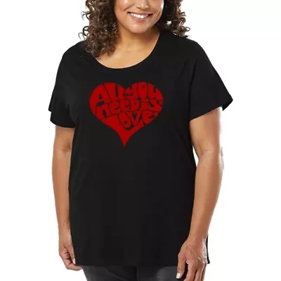 Women's Plus Word Art T-shirt - All You Need Is Love