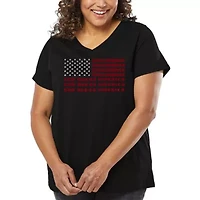 Women's Plus Word Art V-Neck - God Bless America