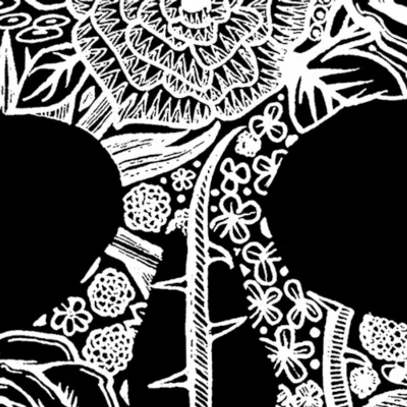 Women's Plus Word Art V-Neck - Flower Skull