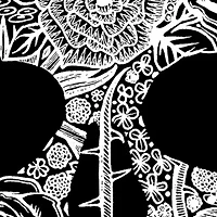 Women's Plus Word Art V-Neck - Flower Skull