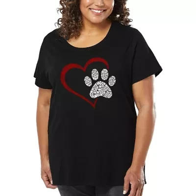 Paw Heart - Women's Plus Word Art T-Shirt