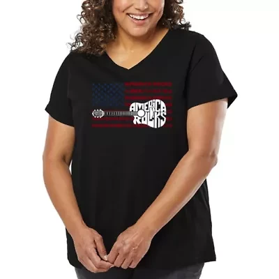 America Rocks - Women's Plus Word Art V-Neck