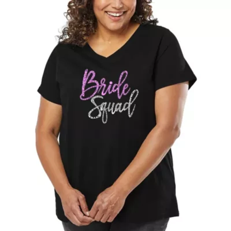 Women's Plus Word Art V-Neck - Bride Squad