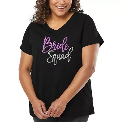 Women's Plus Word Art V-Neck - Bride Squad