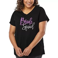 Women's Plus Word Art V-Neck - Bride Squad