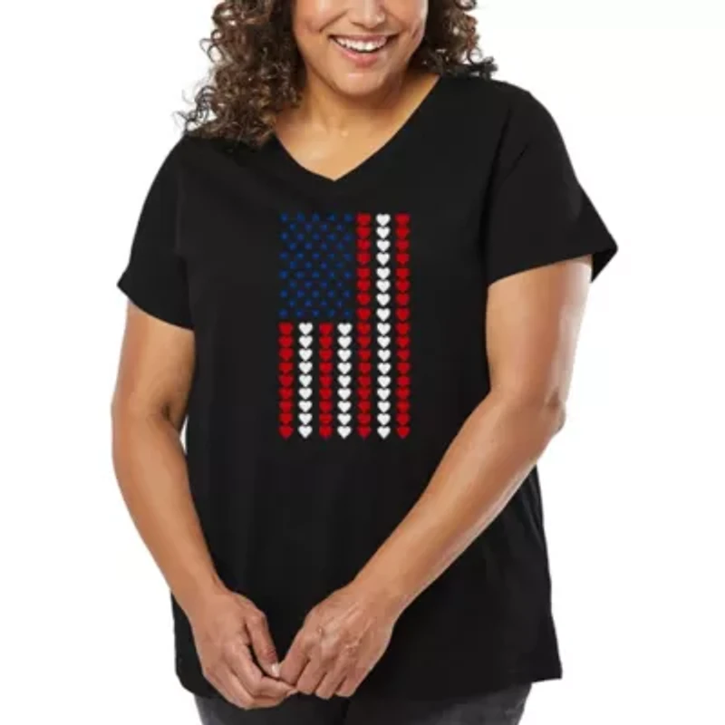 Heart Flag - Women's Plus Word Art V-Neck