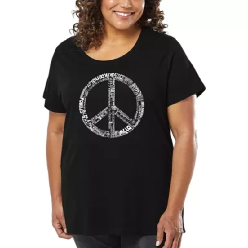 Women's Plus WORD Art T-shirt - THE PEACE 77 LANGUAGES