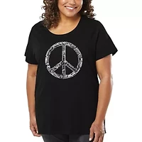 Women's Plus WORD Art T-shirt - THE PEACE 77 LANGUAGES